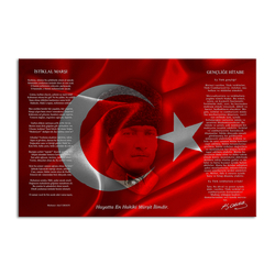 Özverler - İstiklal Marşı ve Bayrak Kanvas Tablo