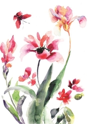 Özverler - Kırmızı Çiçek Kanvas Tablo