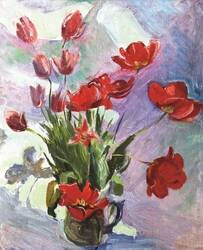 Kırmızı Çiçekler Kanvas Tablo
