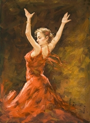 Özverler - Kırmızı Elbiseli Dansçı 3 Kanvas Tablo