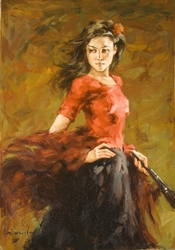 Özverler - Kırmızı Elbiseli Dansçı 4 Kanvas Tablo