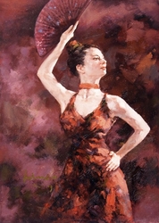 Özverler - Kırmızı Elbiseli Dansçı Kanvas Tablo