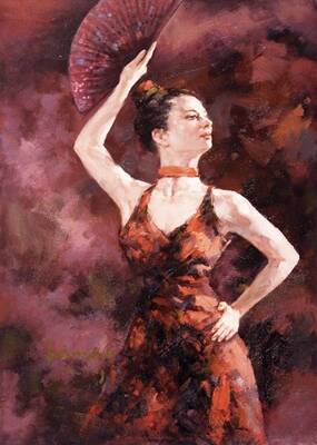 Kırmızı Elbiseli Dansçı Kanvas Tablo
