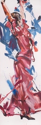 Özverler - Kırmızı Elbiseli Kadın Kabartmalı Tablo