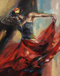 Özverler - Kırmızı Etekli Dansçı 2 Kabartmalı Tablo