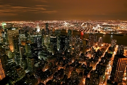 Özverler - Kızıl Gökyüzünde New York Kanvas Tablo