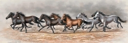 Koşan Atlar Kabartmalı Tablo - Thumbnail