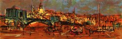 Koyu Zemin Üzerin de Manzara Kabartmalı Tablo - Thumbnail
