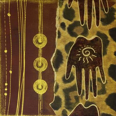 Leopar Zeminde El Figürü 2 Kanvas Tablo
