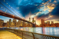 Özverler - Mavi Gökyüzünde Brooklyn Köprüsü Kanvas Tablo