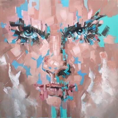 Mavi Gözlü Kadın Soyut 2 Kabartmalı Tablo