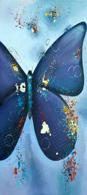 Mavi Kelebek Kabartmalı Tablo