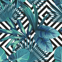 Mavi palmiye Kanvas Tablo - Thumbnail