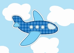 Özverler - Mavi Uçak Kanvas Tablo