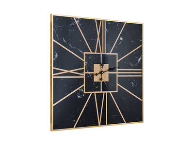Mermer Desenli Gold Saat 83x83cm