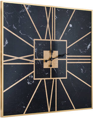 Mermer Desenli Gold Saat 83x83cm