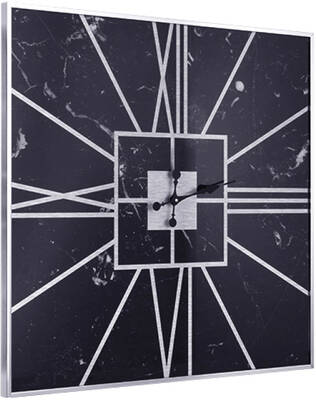 Mermer Desenli Gümüş Saat 83x83cm