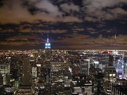 Özverler - New York ve Gece Işıkları Kanvas Tablo