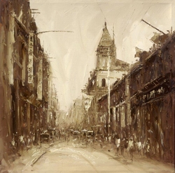 Özverler - Nostaljik Sokak Yağlıboya 2 Kabartma Tablo