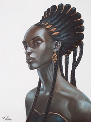 Özverler - Örgü Saçlı Afrikalı Kadın Kabartmalı Tablo