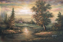 Özverler - Ormanda Bir Ev Kabartmalı Tablo