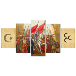 Osmanlı Beş Parçalı Kanvas Tablo - Thumbnail