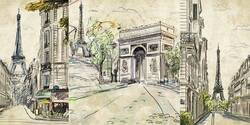Paris Karakalem Çizim Kanvas Tablo