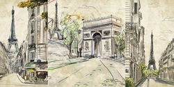 Paris Karakalem Çizim Kanvas Tablo - Thumbnail