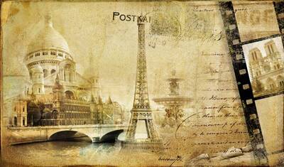 Paris Kartpostal Kanvas Tablo