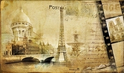 Paris Kartpostal Kanvas Tablo - Thumbnail