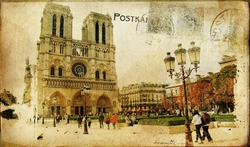 Paris Kartpostal Kanvas Tablo - Thumbnail