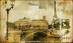 Paris Kartpostal Kanvas Tablo - Thumbnail