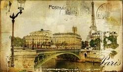 Paris Kartpostal Kanvas Tablo