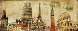 Paris Kartpostal Kanvas Tablo - Thumbnail