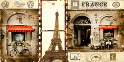 Özverler - Paris'te Café Kartpostal Kanvas Tablo