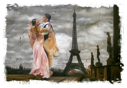 Özverler - Paris'te Dans Eden Çift Kanvas Tablo
