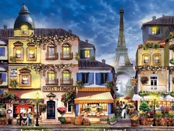 Özverler - Paris'te Dükkanlar Nostaljik Kabartmalı Tablo