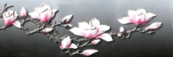 Özverler - Pembe-Beyaz Çiçekler Kabartmalı Tablo