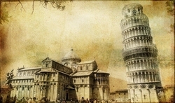 Pisa Kartpostal Kanvas Tablo - Thumbnail