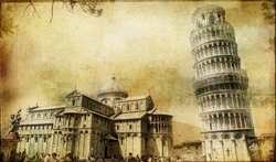 Pisa Kartpostal Kanvas Tablo - Thumbnail