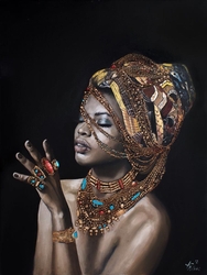 Özverler - Renkli Aksesuarlı Afrikalı Kadın Kabartmalı Tablo