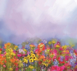 Renkli Çiçekler Kanvas Tablo - Thumbnail