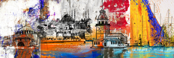 Özverler - Renkli İstanbul Kabartmalı Tablo