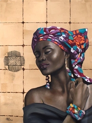 Özverler - Renkli Sarıklı Afrikalı Kadın 3 Kabartmalı Tablo