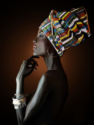 Özverler - Renkli Sarıklı Afrikalı Kadın 4 Kabartmalı Tablo