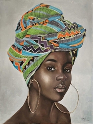 Özverler - Renkli Sarıklı Afrikalı Kadın 5 Kabartmalı Tablo