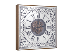 Özverler - Roman Rakamlı Gold Çarklı Kare Saat 80x80cm