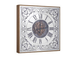 Roman Rakamlı Gold Çarklı Kare Saat 80x80cm