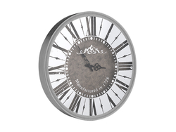Özverler - Roman Rakamlı Yuvarlak Gümüş Saat çap 50cm