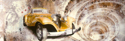 Sarı Antik Araba Kabartmalı Tablo - Thumbnail